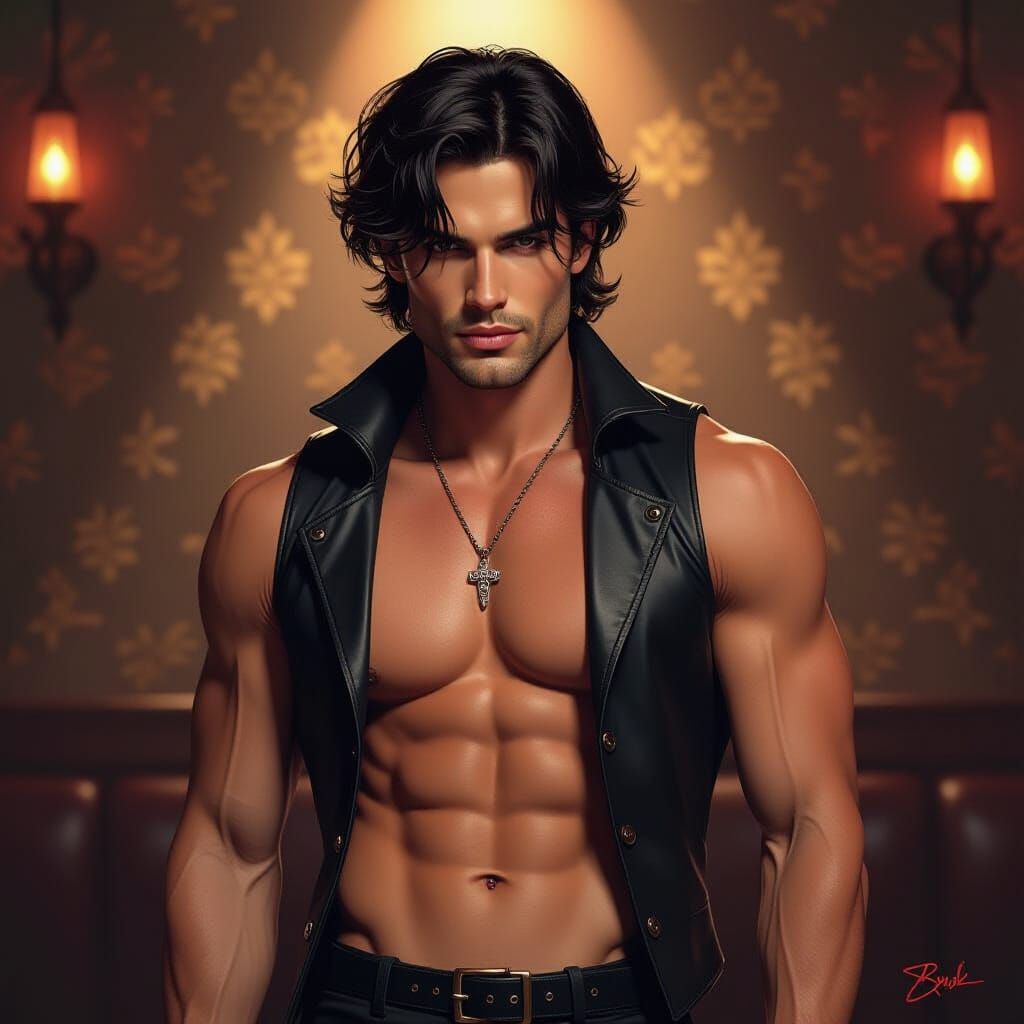 Gothic Digital Art: Seductive Man in Moody Tango Club