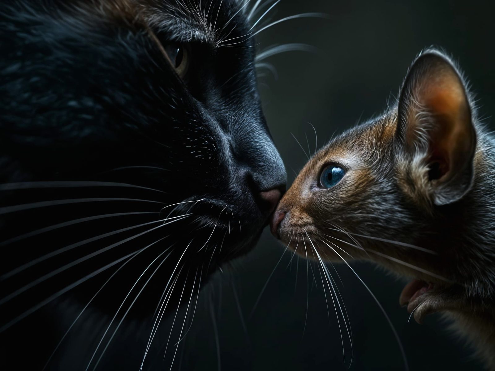 Intricate Cat and Mouse Face-Off in Detailed Matte Painting