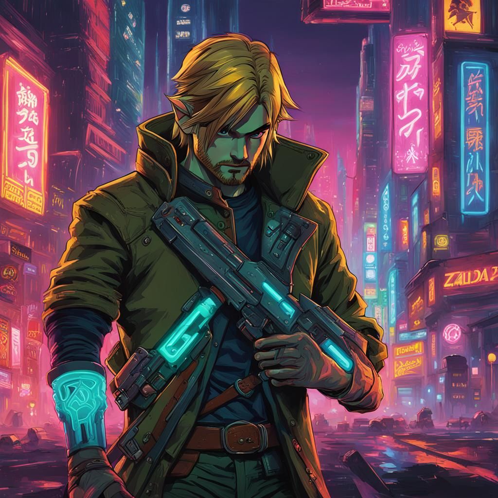 Cyberpunk Link in Neon-Lit Future