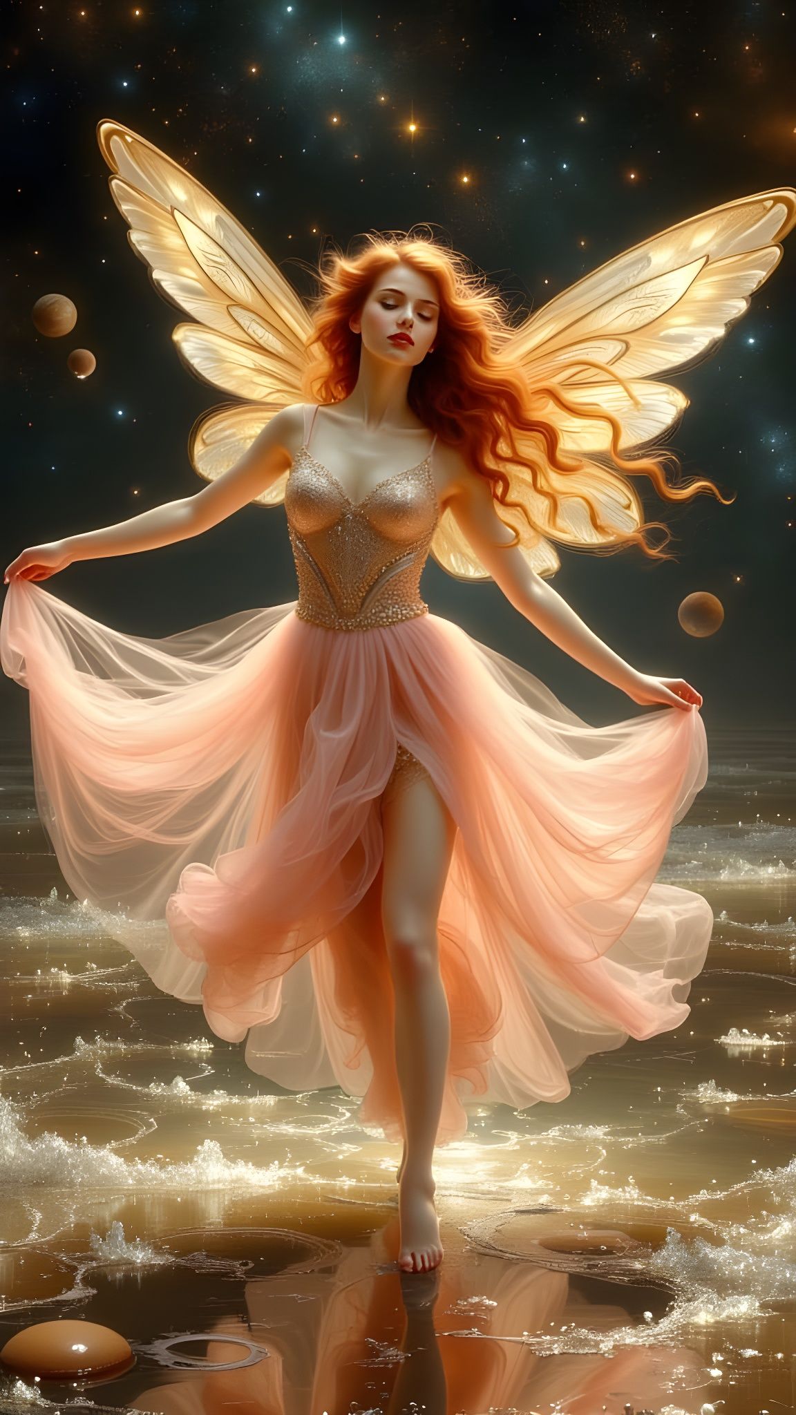 Ethereal Ballerina on Neptune's Icy Surface