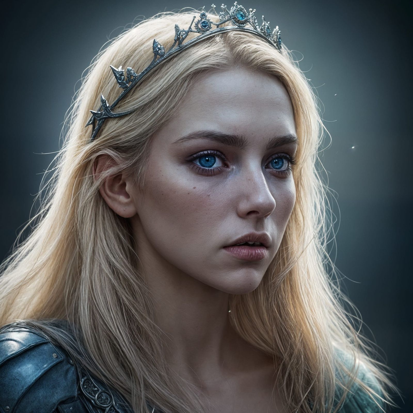 Evil Queen Aurora with Sword, Cinematic Portrait