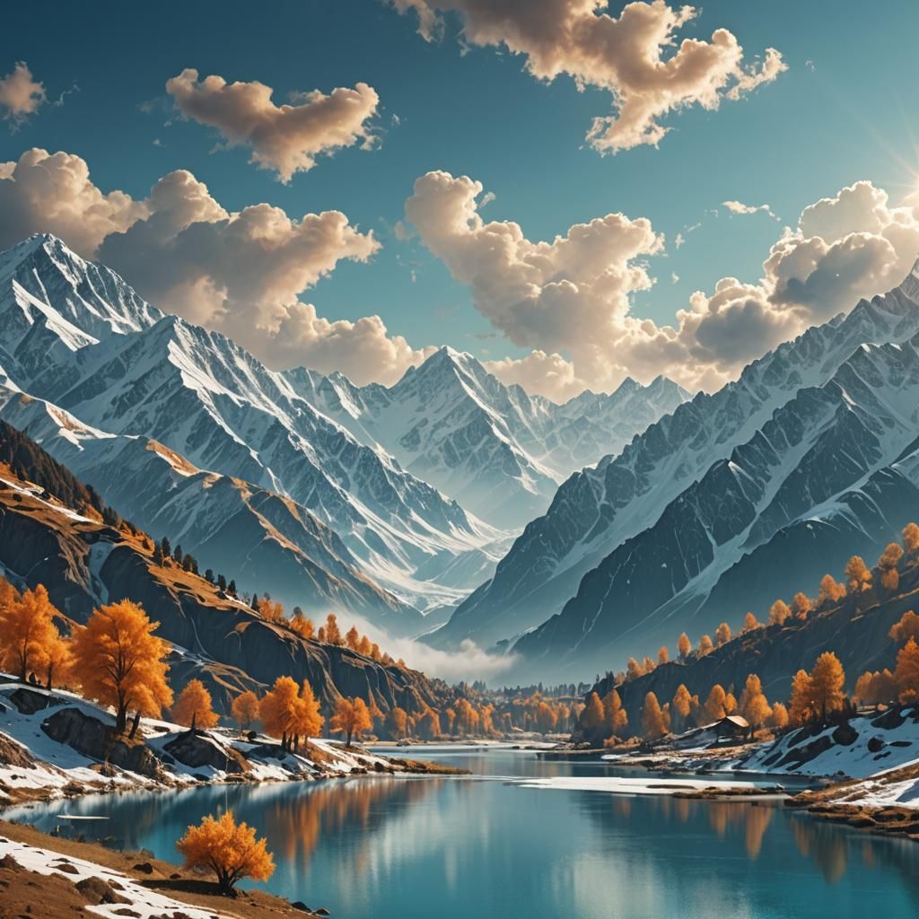 Snowy Kashmir Mountains in Digital Matte Painting