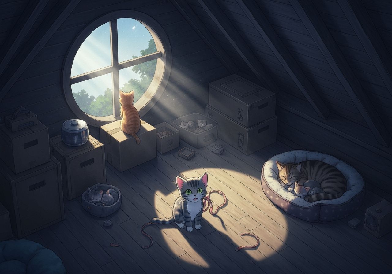 Cats in Attic with Film Grain Effect