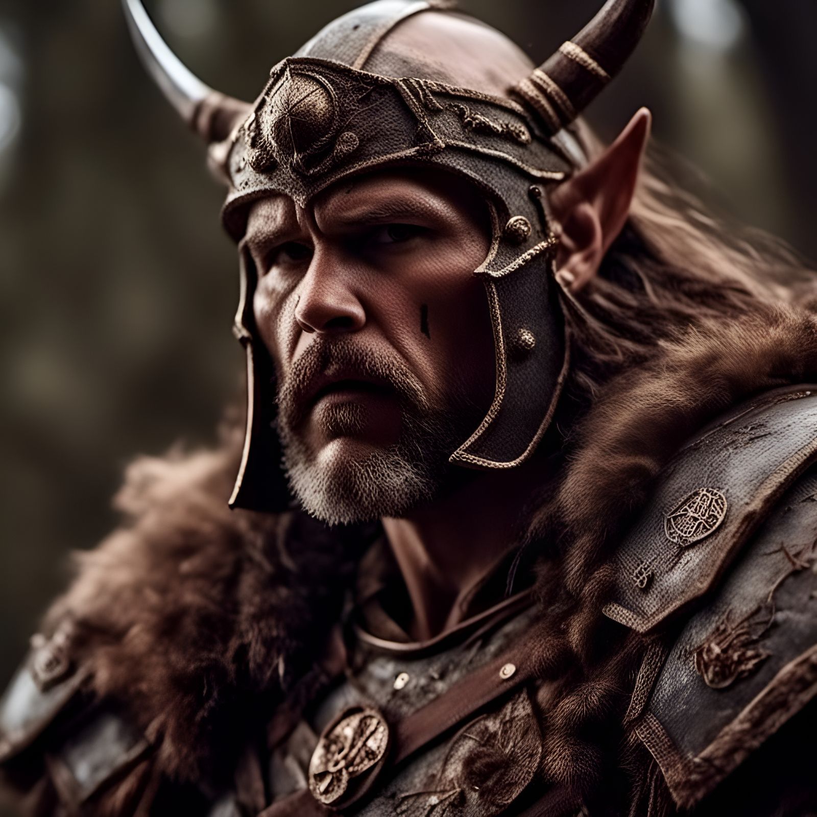 Photorealistic Raging Barbarian in Dark RPG Style