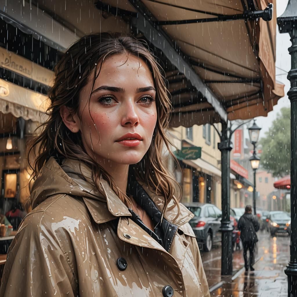 Rainy Village: Close-up Portrait of a Woman