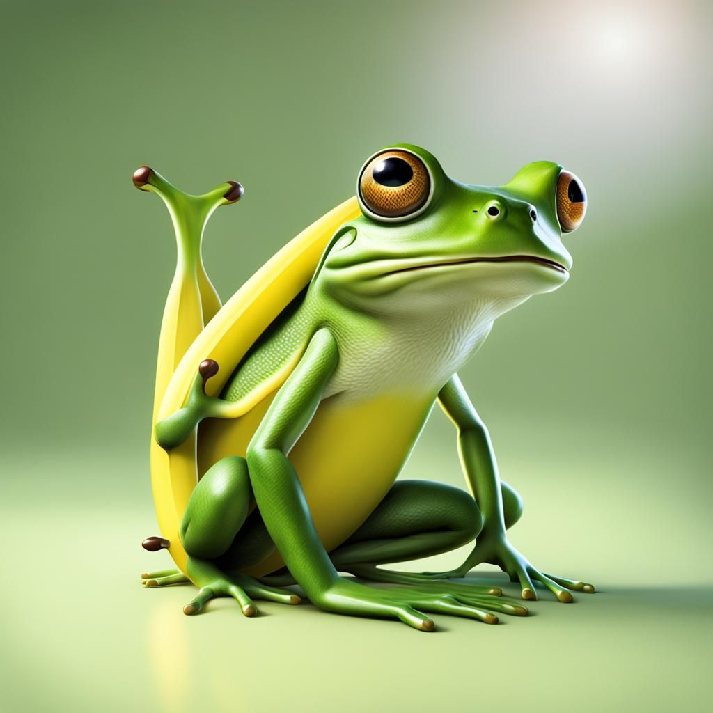 Surreal Frog Birth in Hyperrealistic Poster Art