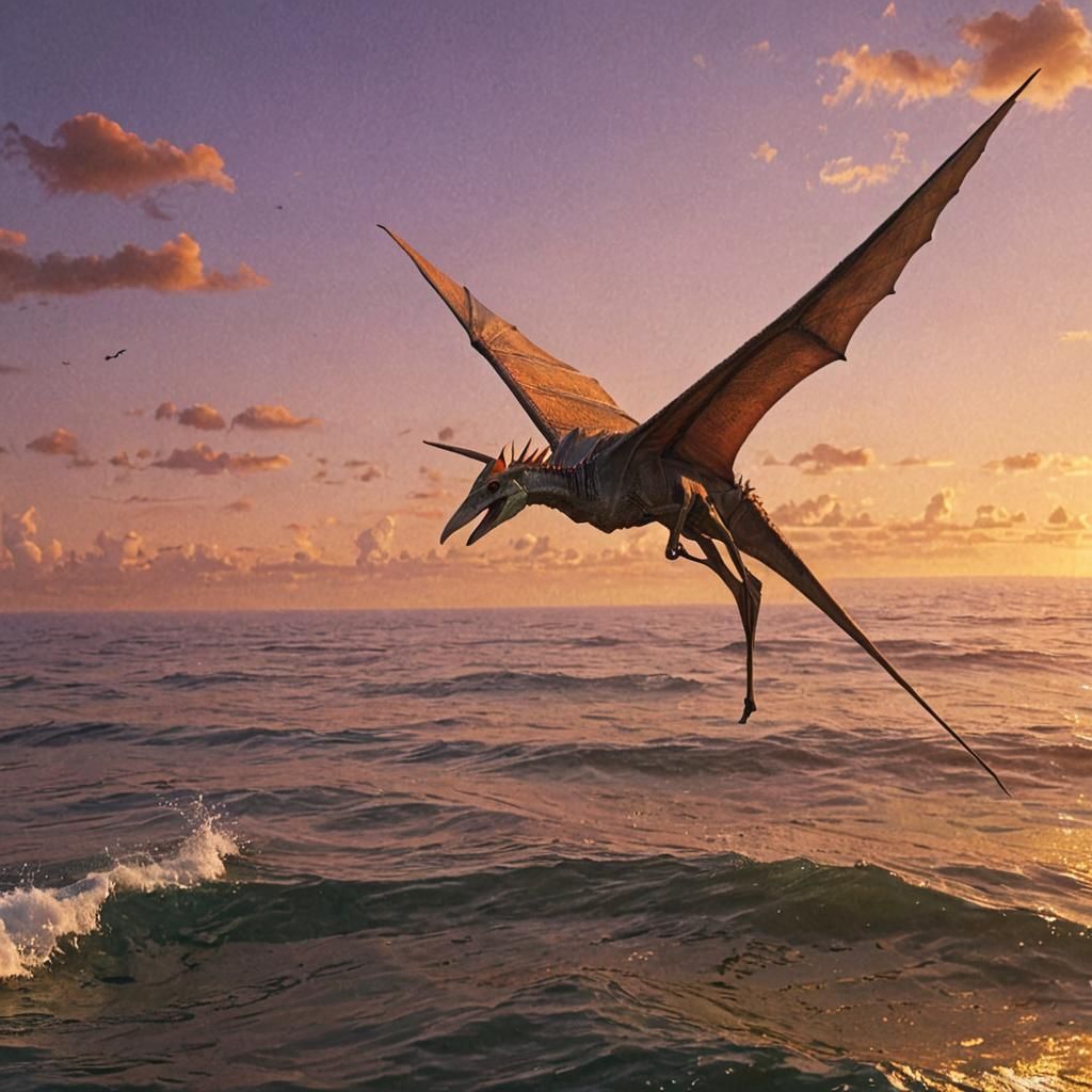 Pteranodon Sunset Flight: A Realistic Prehistoric Scene