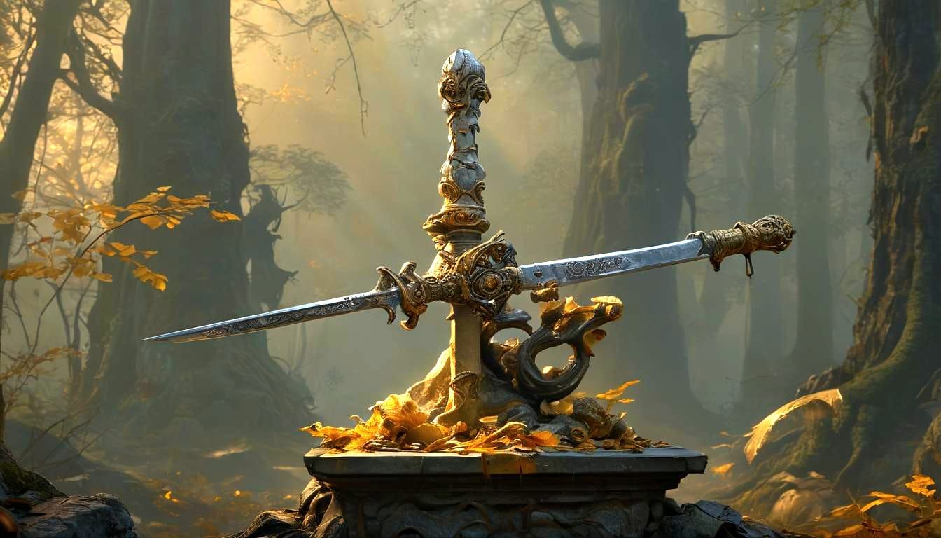 Legendary Sword Gram Nothung in Oil Painting Style