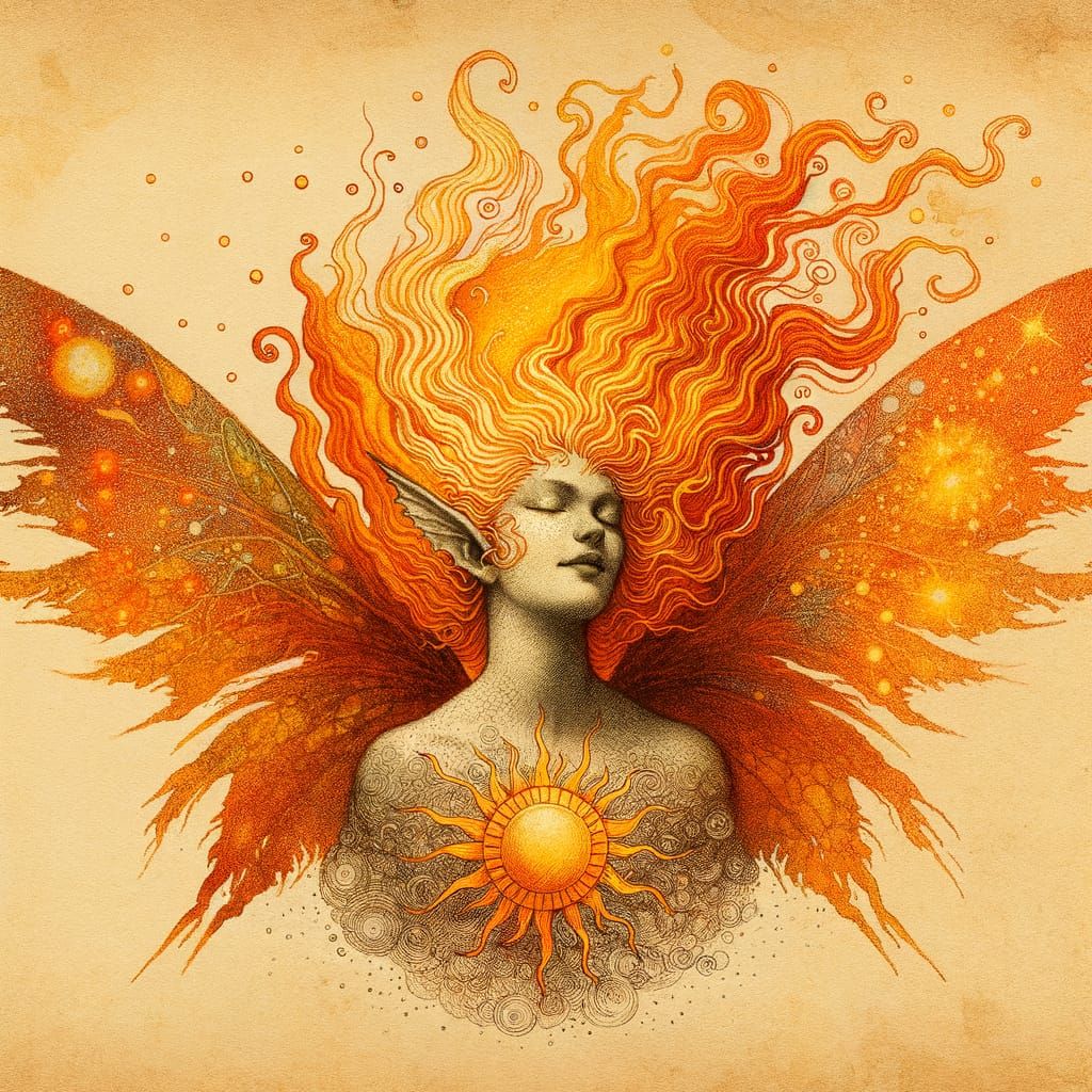 Summer Fairy Portrait in 15th Century Naturalist Style