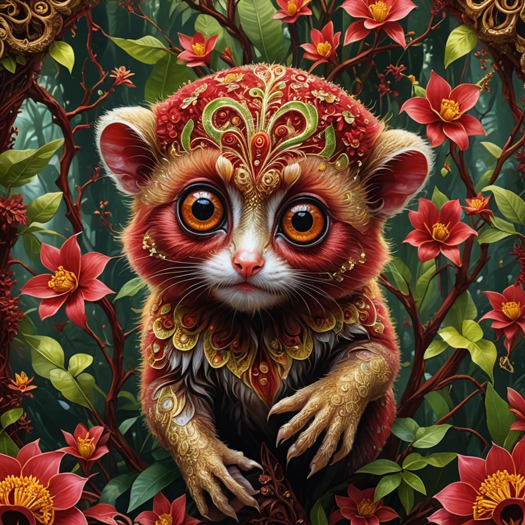 Enchanting Baby Red Loris in Sri Lankan Rainforest