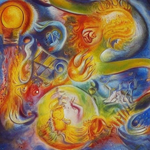 Old Mouse Dancing in Surrealist Oil Painting