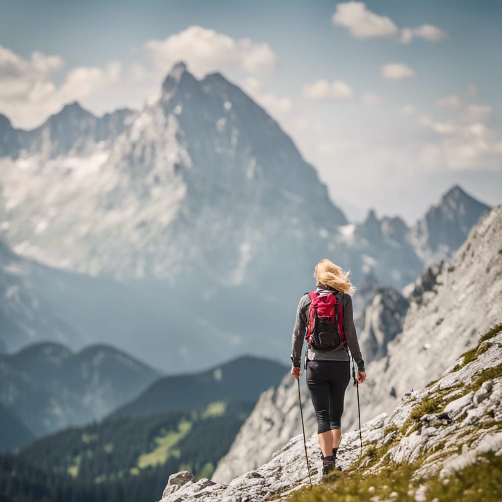Woman Hiking in the Alpspitze Mountains, Bavaria