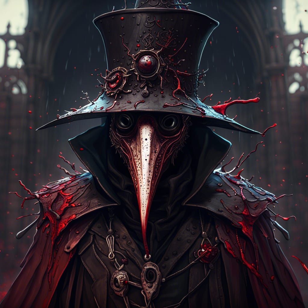 Blood-Drenched Plague Doctor in Detailed Matte Painting