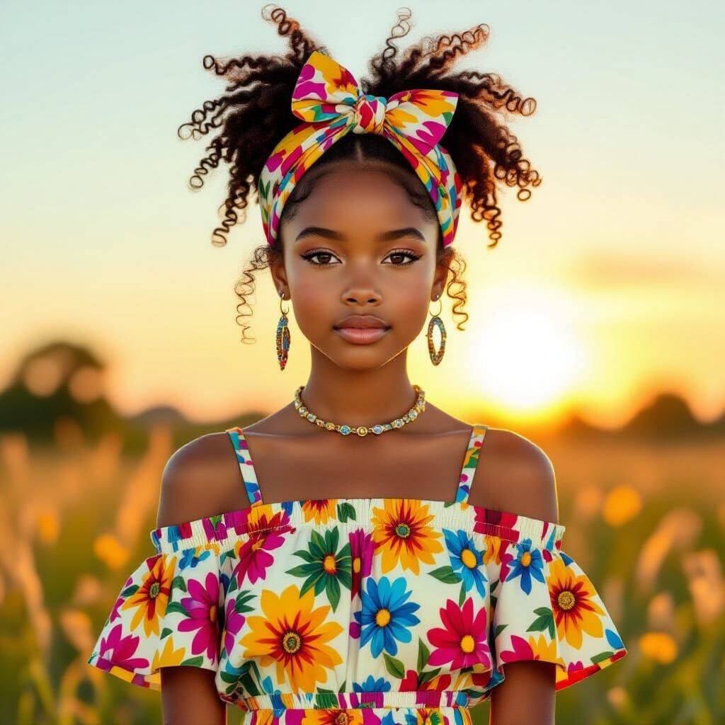 Portrait of a Young Girl in Romantic Style