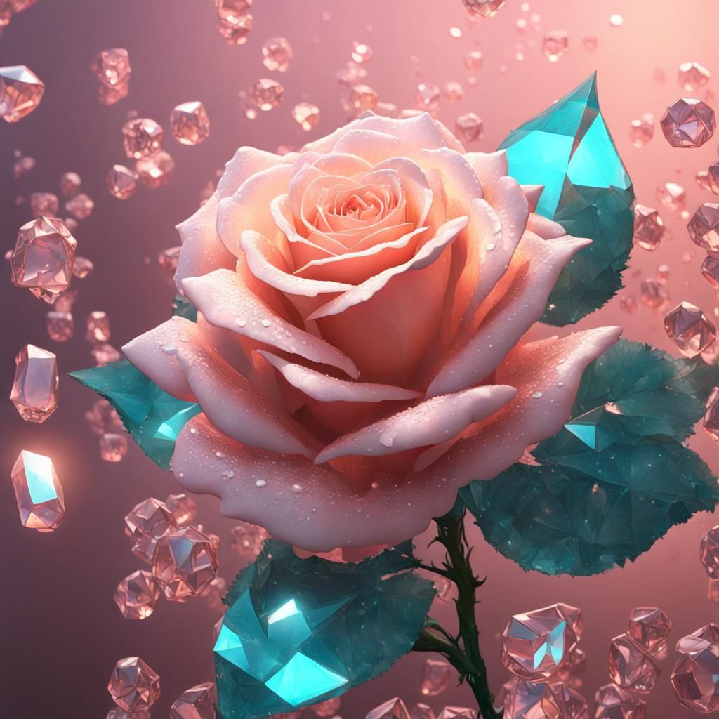 Crystalline Rose: A Light Pink Gemstone Blossom