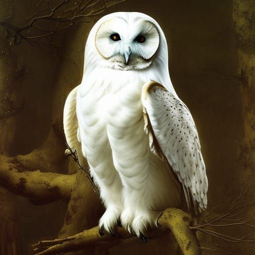 Majestic Snow Owl Portrait in Oil