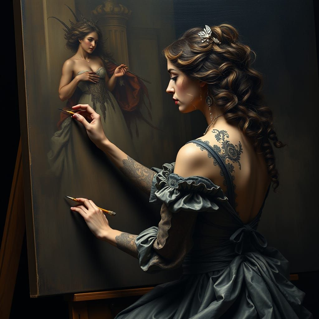 Hyperrealistic Woman Paints Mysterious Masterpiece in Dark, ...