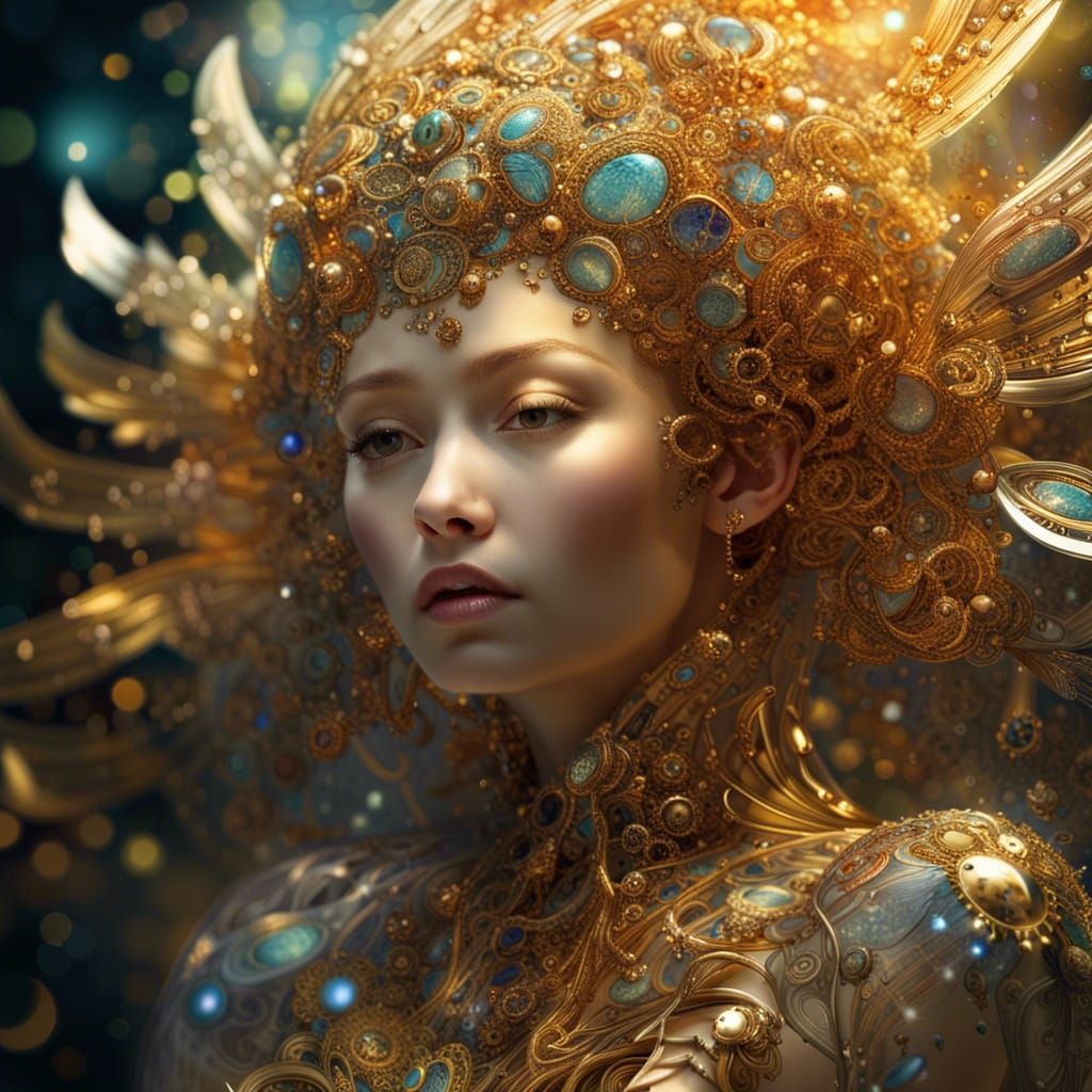 Glass Winged Sun God in Fantasycore Style