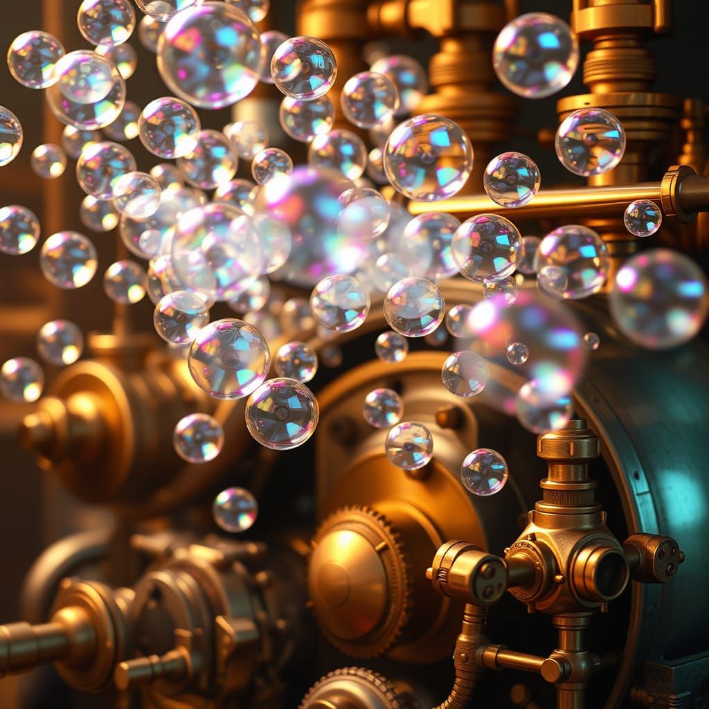 Steampunk Engine Creates Iridescent Soap Bubbles