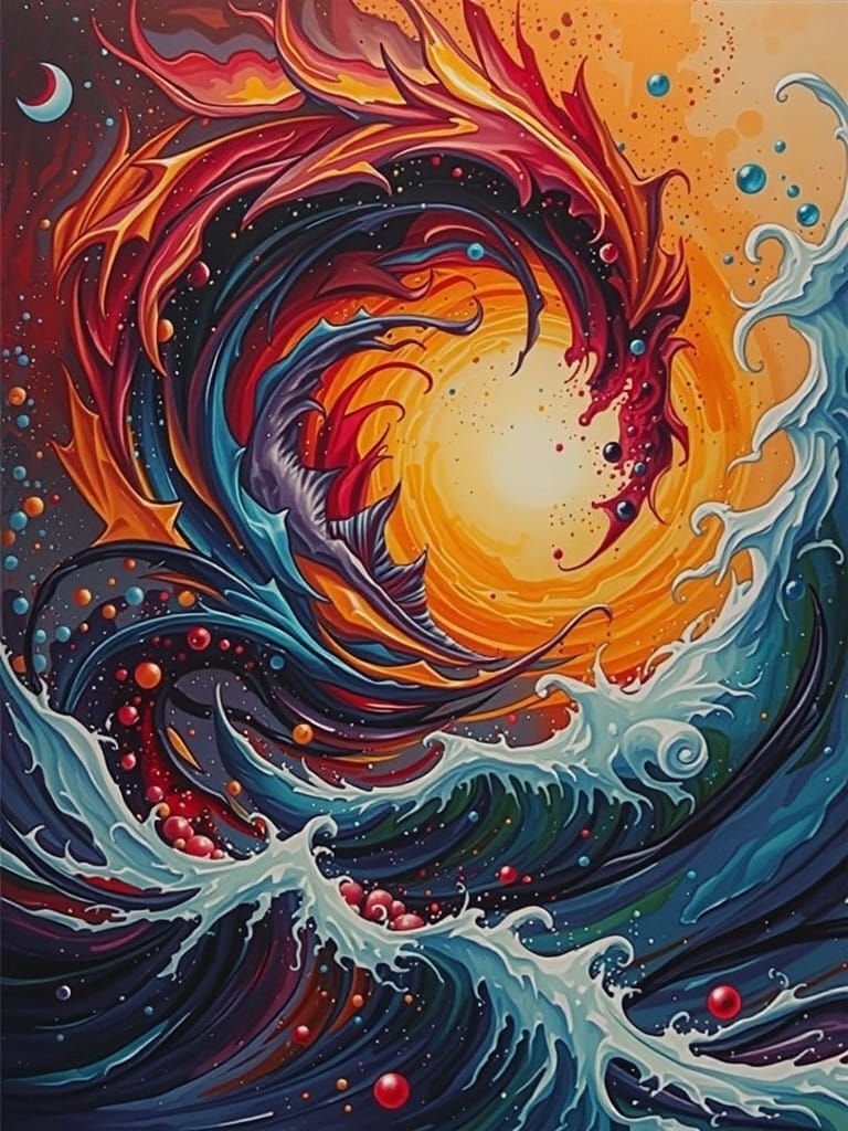 Vibrant Winter Surrealism in Gouache Style