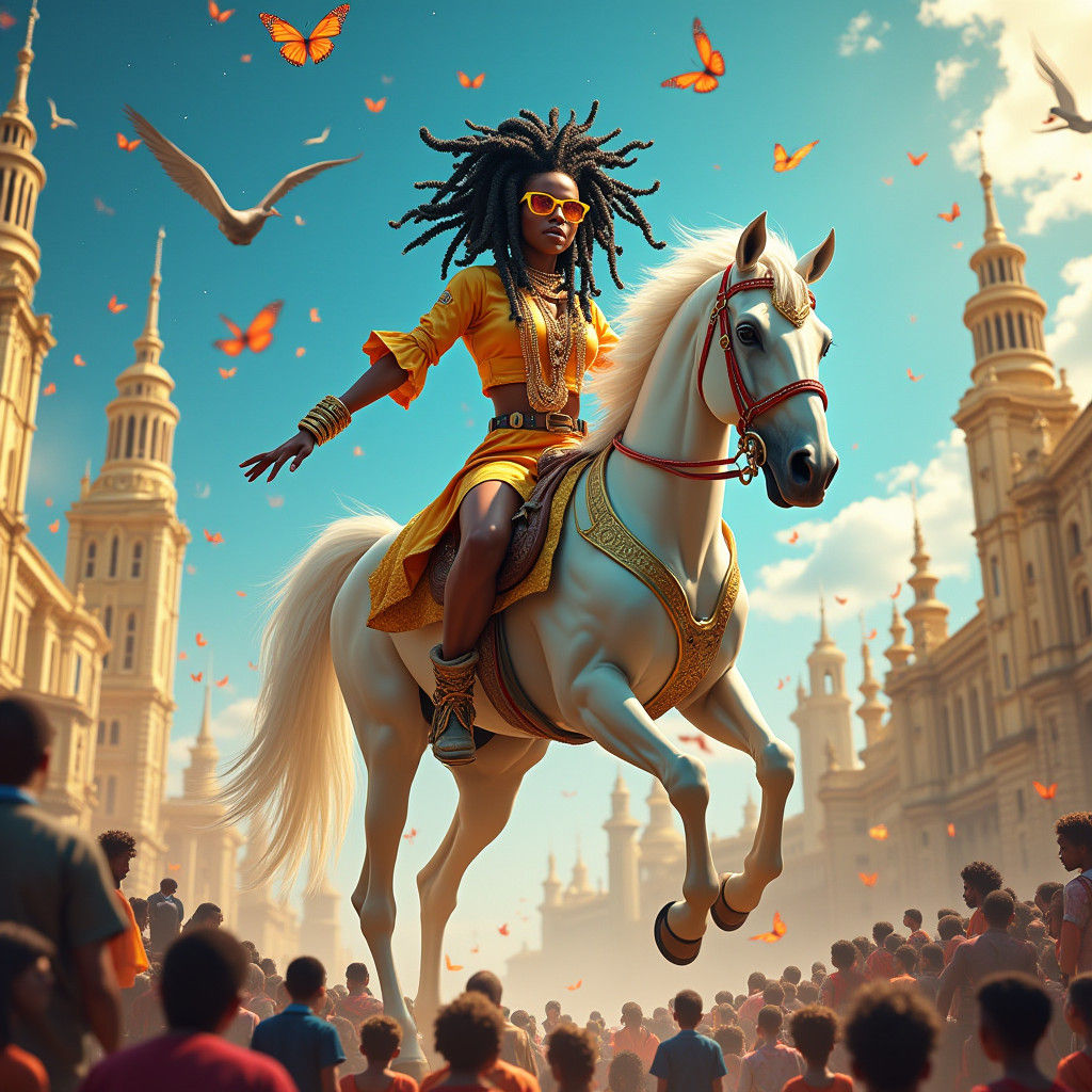 Afrofuturist Queen in Golden Metropolis