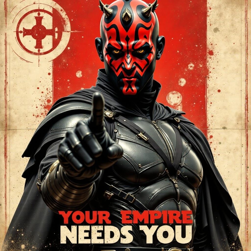 Darth Maul Propaganda Poster in Sepia Tone