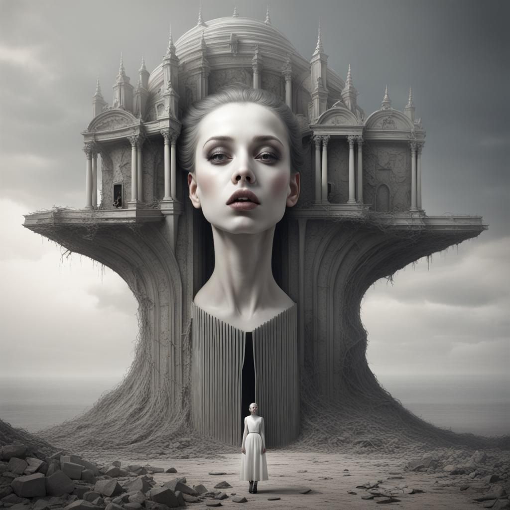 Woman in Fantastical Ruins, Poodlepunk Style