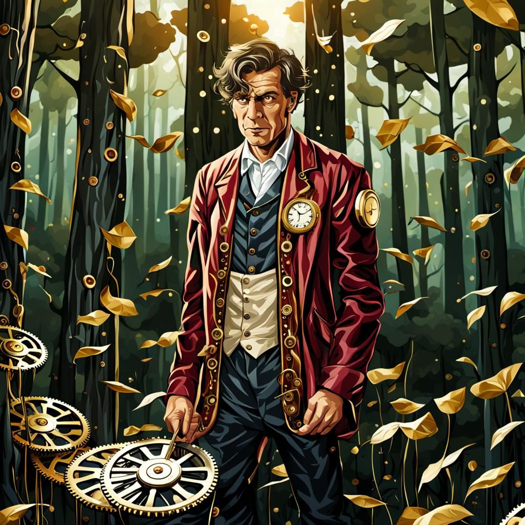 Clockwork Encasing Silk: An AI Generated Image