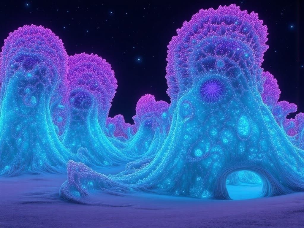 Bioluminescent Beach on Alien World