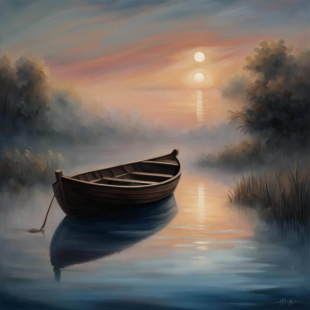 Surreal Summer River Scene in Waterhouse-Inspired Oil Painti...
