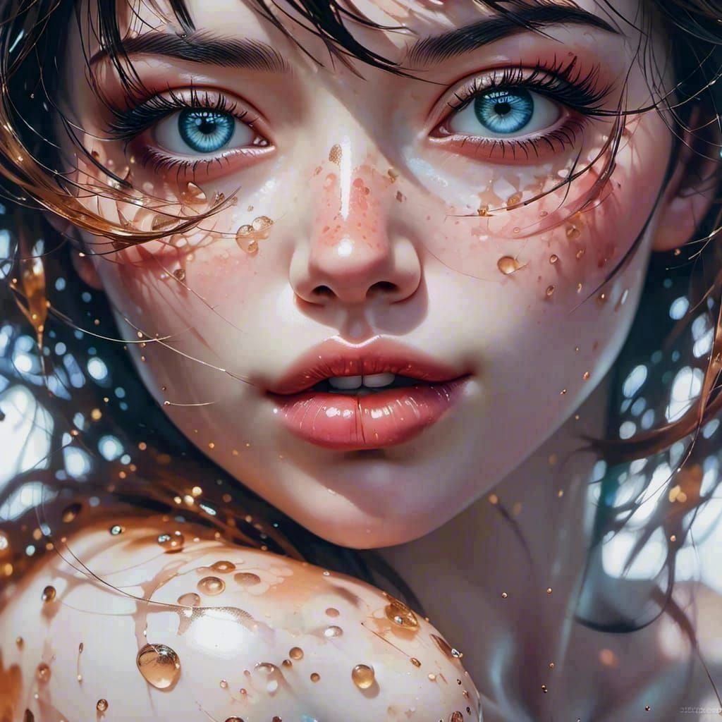 Close-Up Portrait of a Beautiful Woman with Freckles