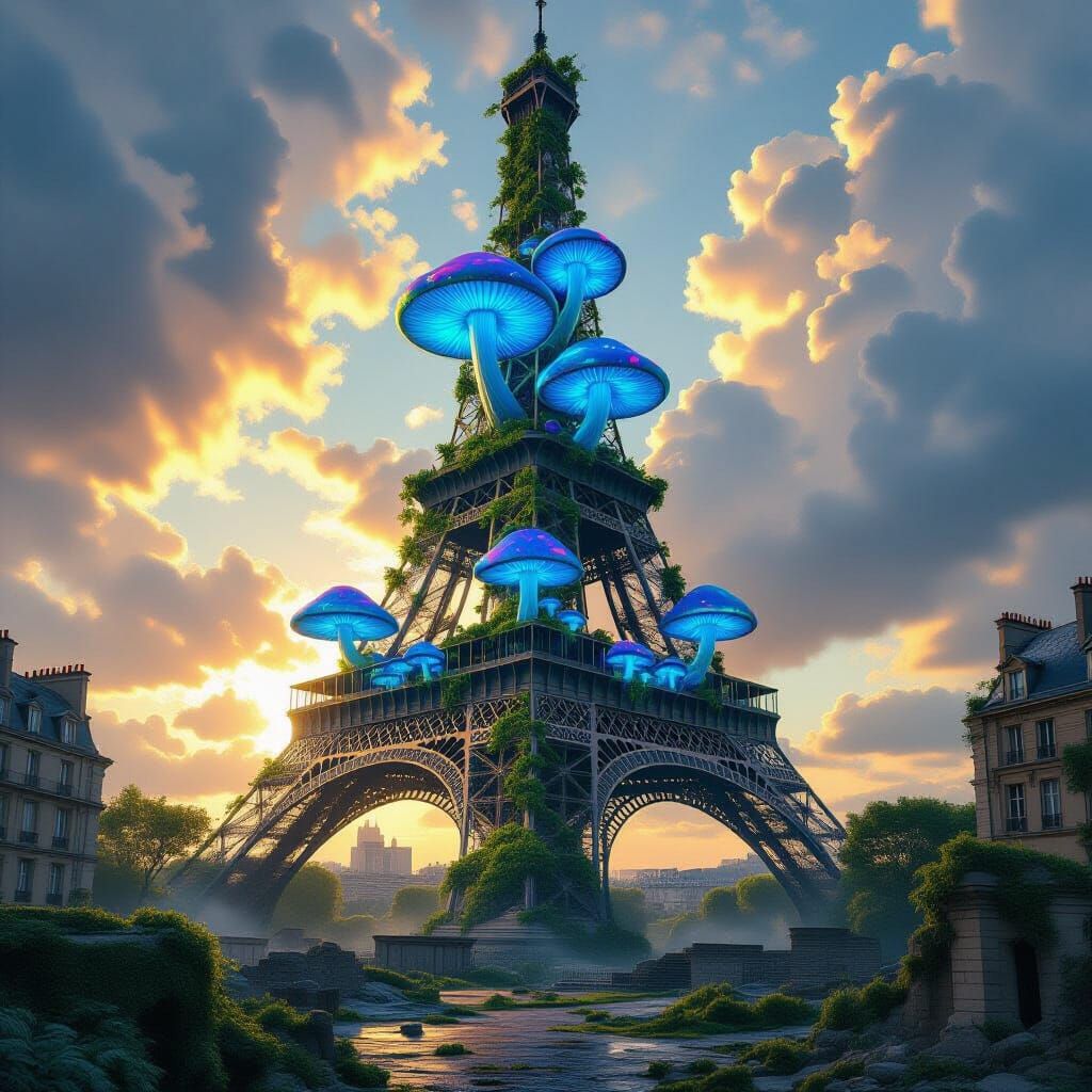 Eiffel Tower Embraces Nature's Glow