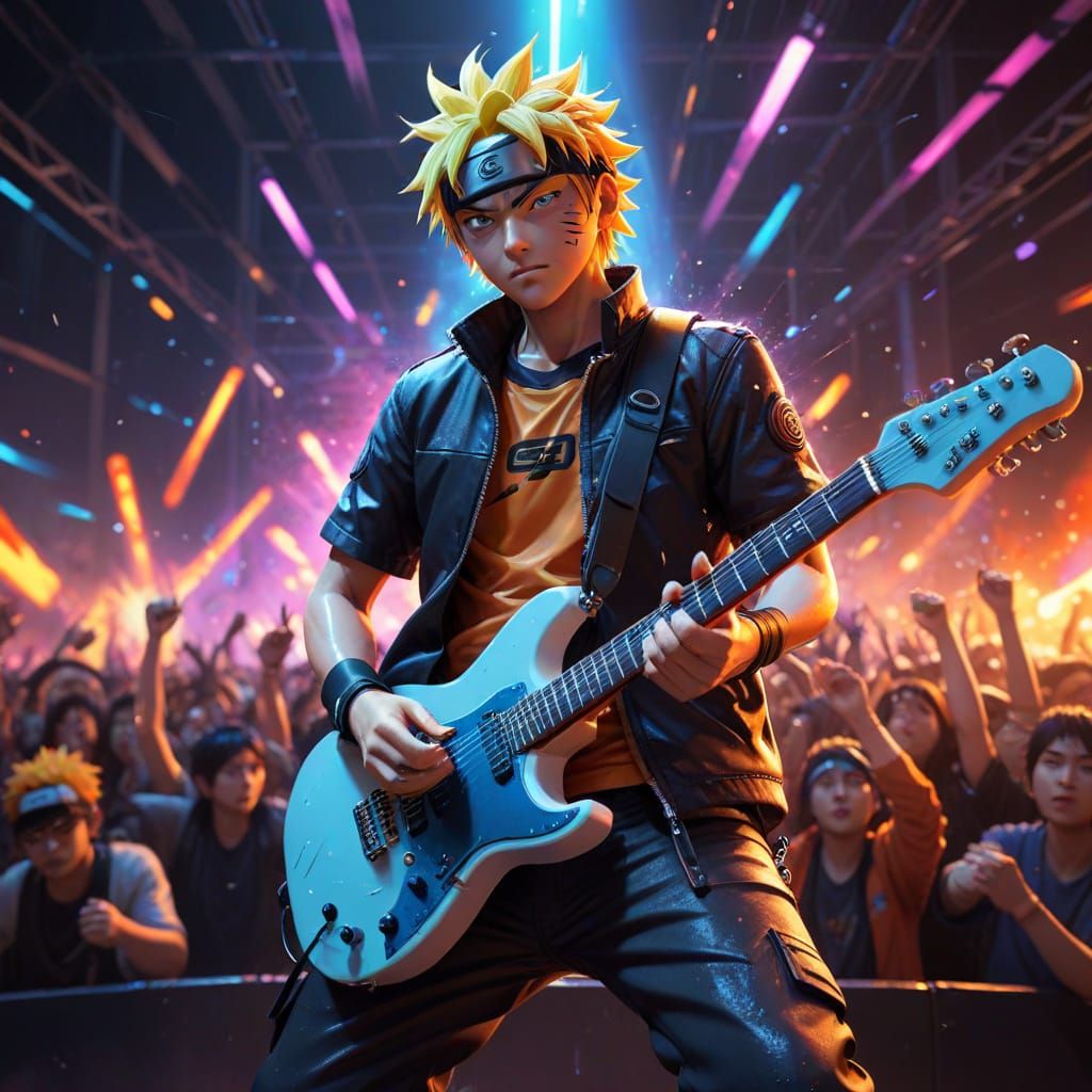 Naruto Uzumaki Playing Rock Guitar