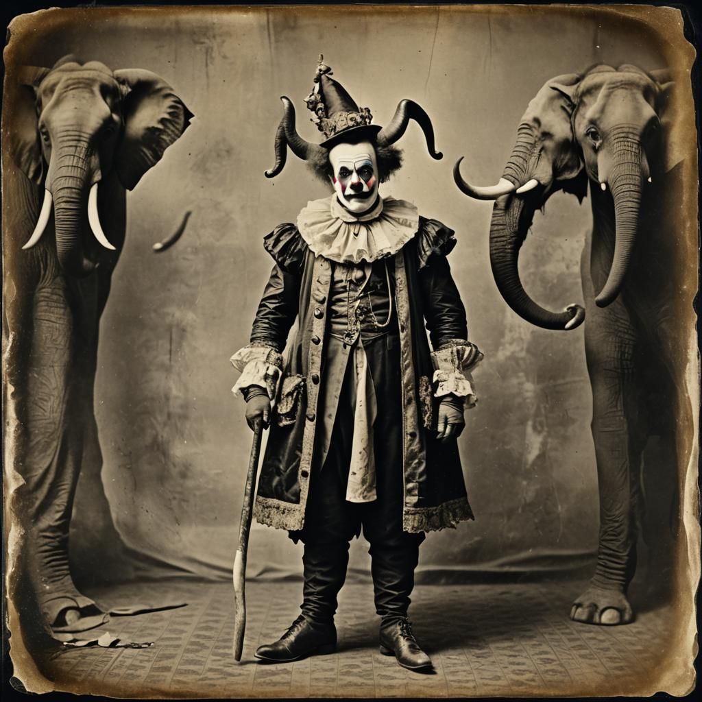 Fantasy Circus Clown with Elephant Tusks