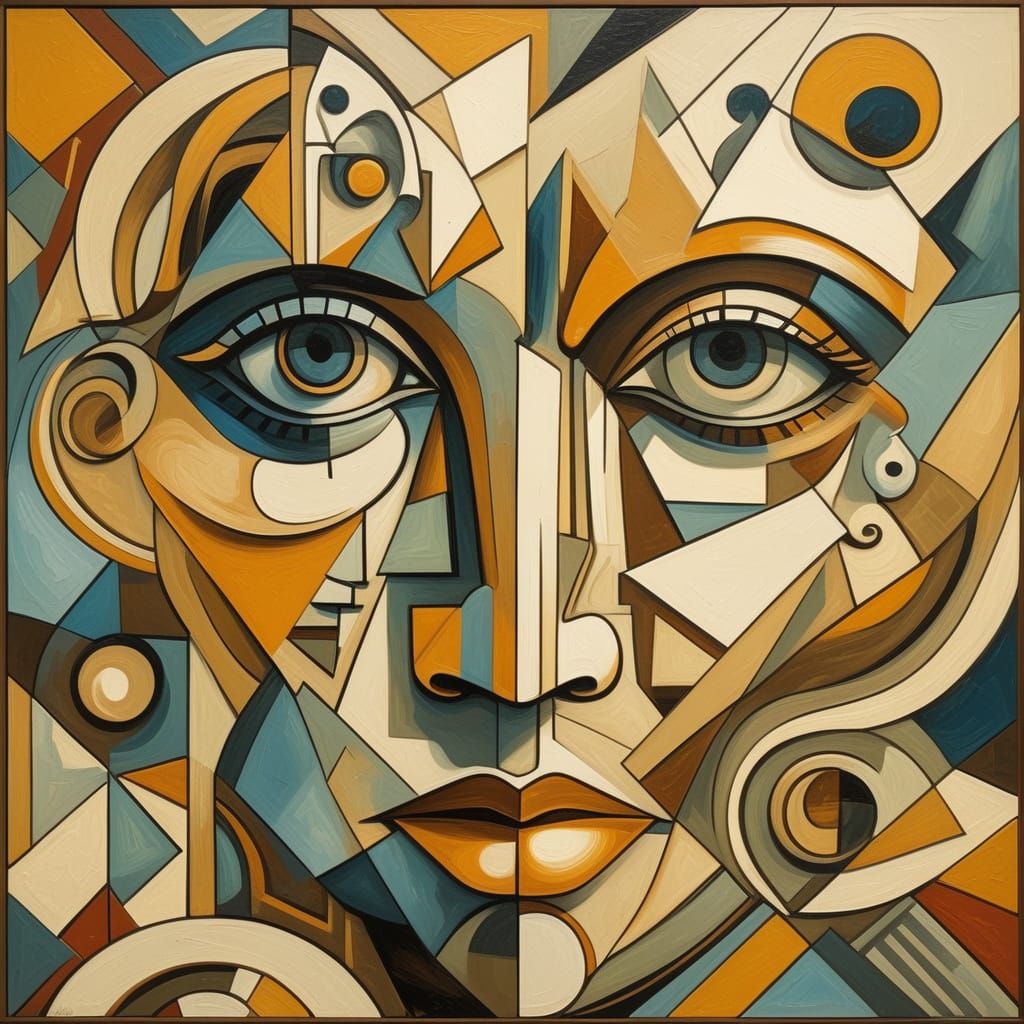 Cubist Portrait of a Woman with Fragmented Forms