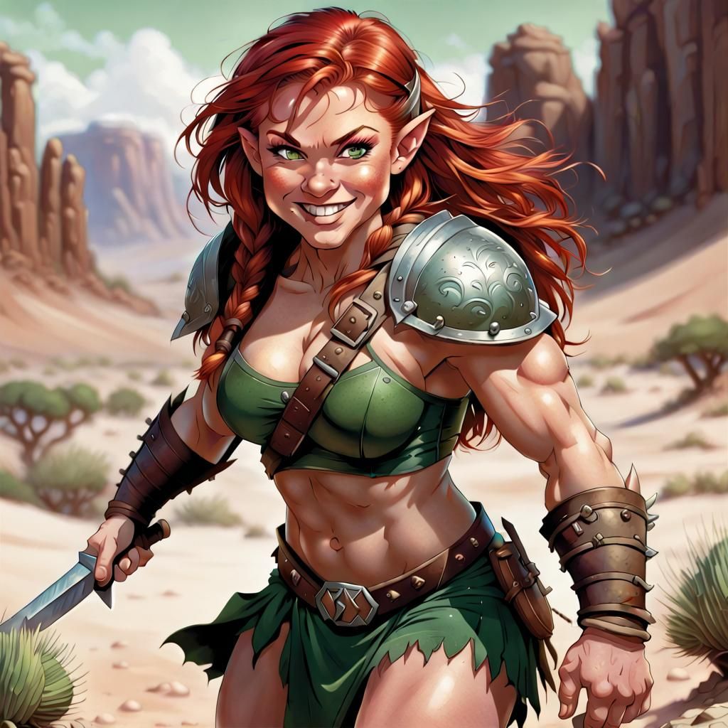 Halfling Barbarian in Comic Book Art Style