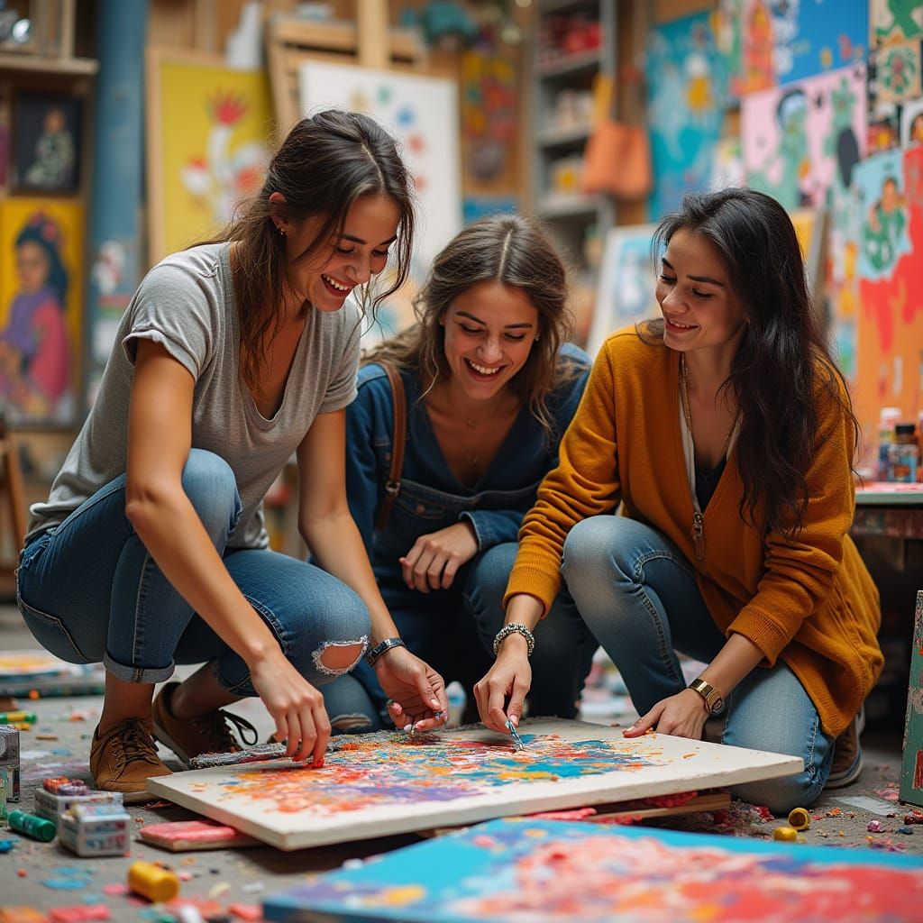 Friends Unleash Vibrant Artistic Chaos in Joyful Studio Coll...