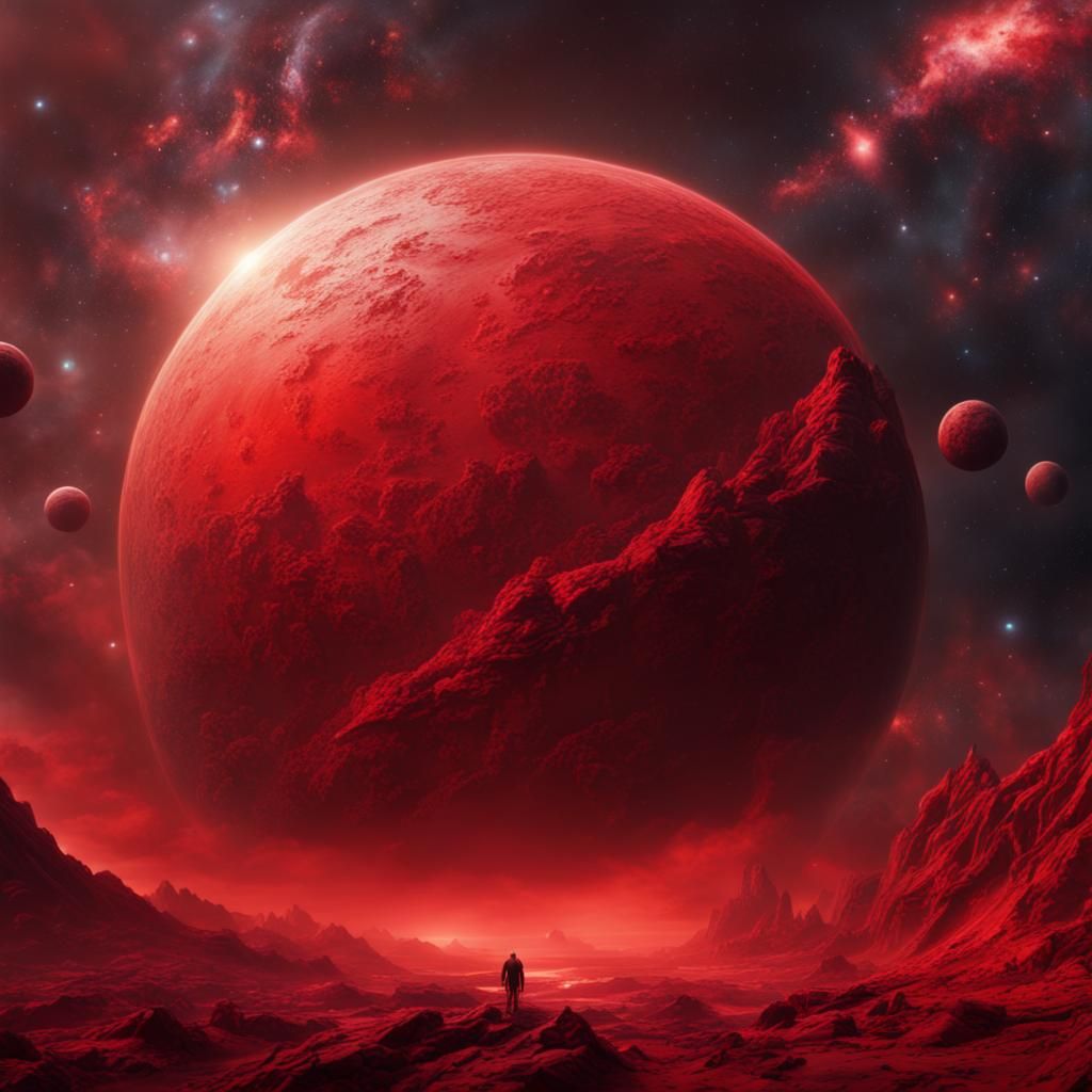 Epic Red Galaxy Digital Matte Painting