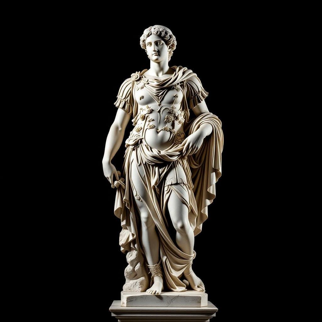 Renaissance Marble Statue in Dramatic Dark Luxury Style