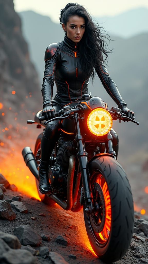Volcanic Fury: A Dark, Industrial Bike Rides the Edge of Lav...