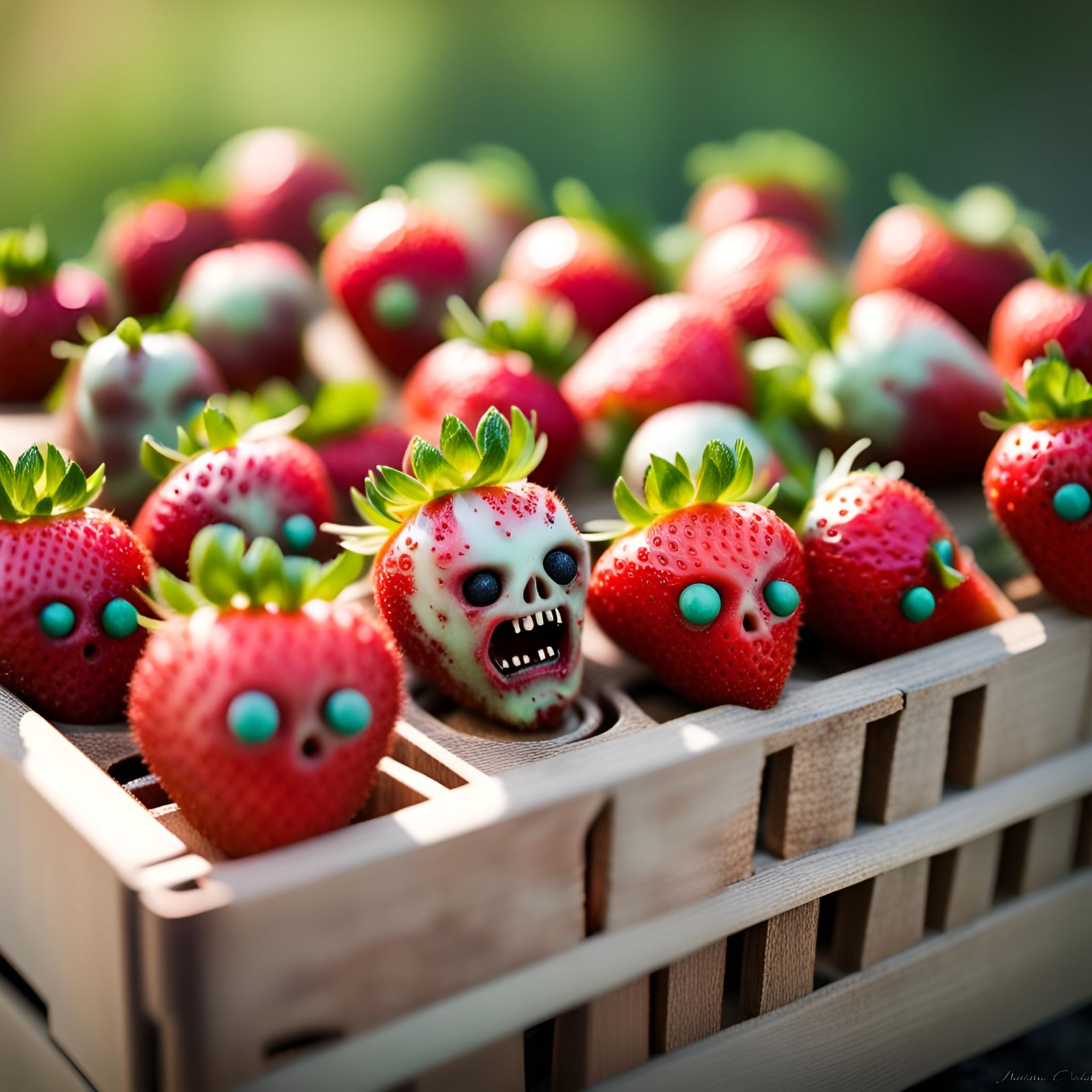 Zombie Strawberries Crate Art in Professional Photography