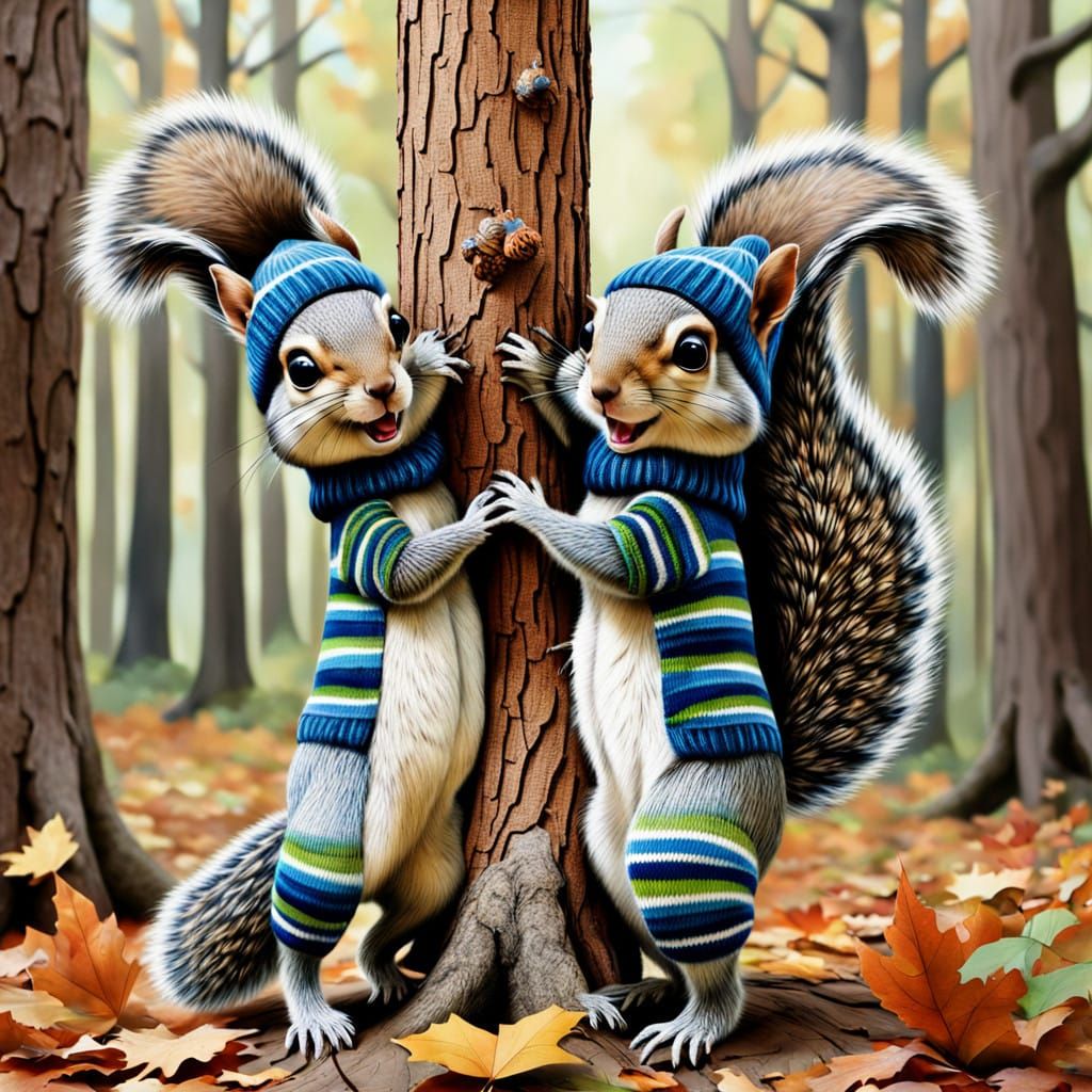 Squirrels in Autumn: A Whimsical Watercolor Painting