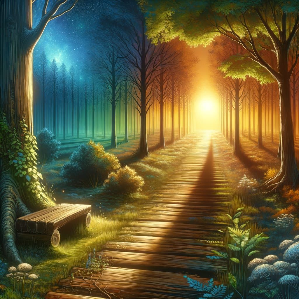 Forest Path to Hopeful Horizon: Concept Art