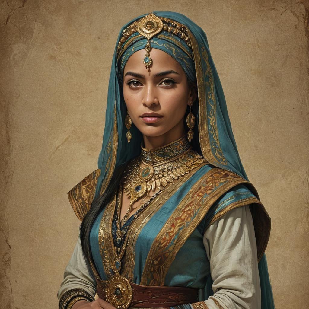 Queen Mavia Character Card in Van Gogh Style