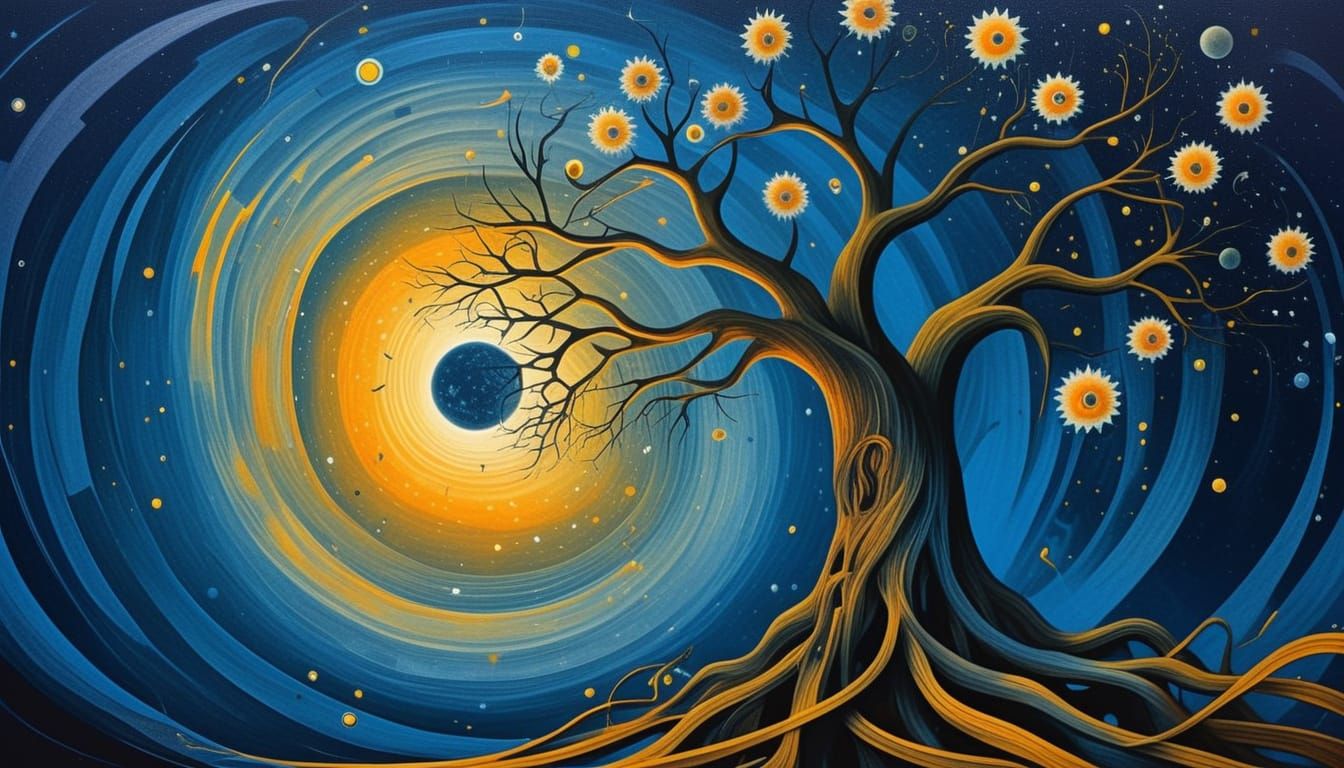 Cosmic Tree of Life in Surrealist Style