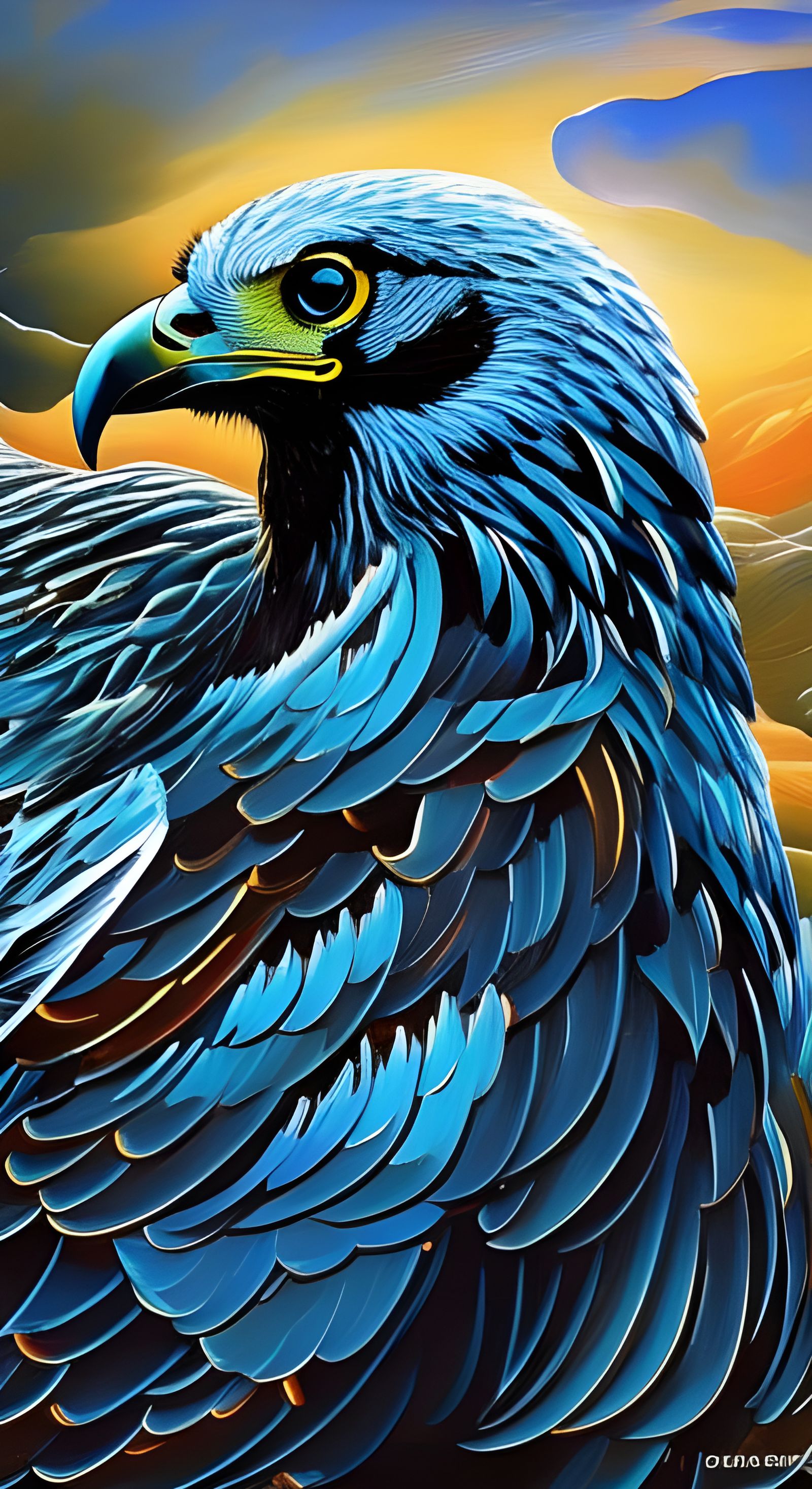 Cyberpunk Winter Eagle in Impasto Style