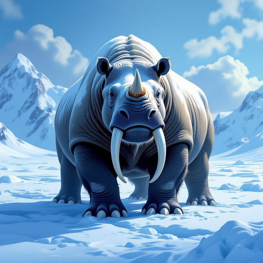 Majestic Rhino Walrus Hybrid on Arctic Ice