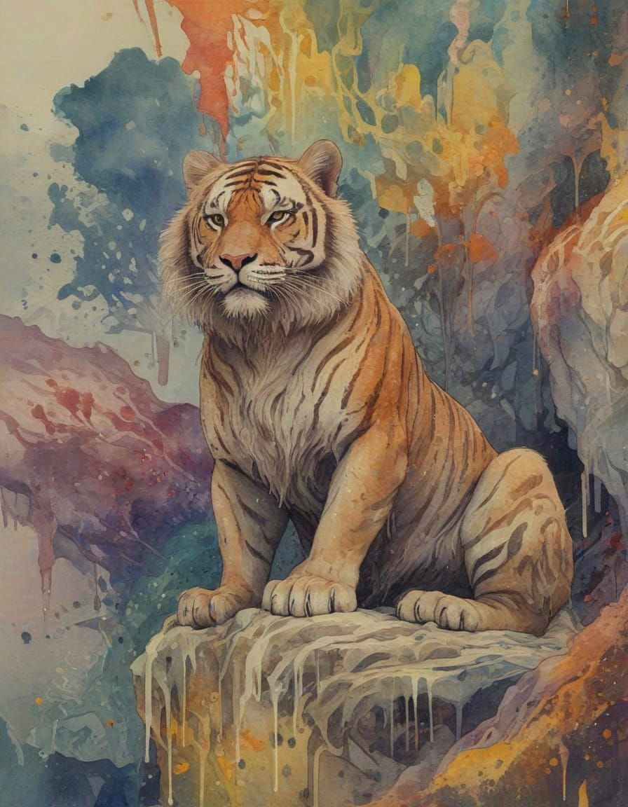 Vibrant Fantasy Scene in Watercolor Style