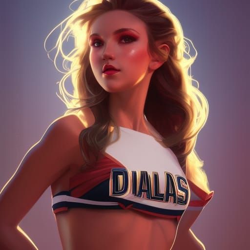 Dallas Cheerleader Portrait in Hyperdetailed Digital Art