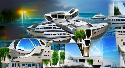 Futuristic Brutalist Building Exterior in Sci-Fi Style